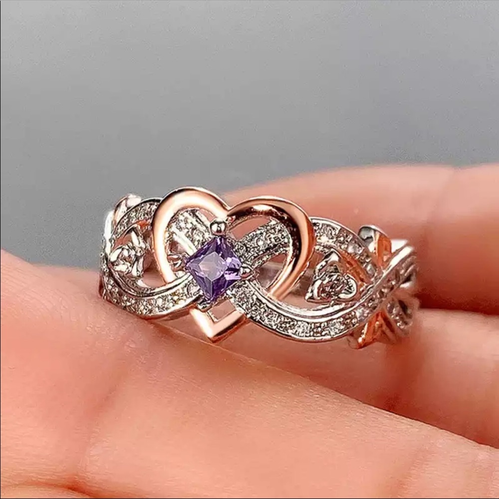 New 925 Silver Two Tone Diamond Band Ring - Picture 3 of 5